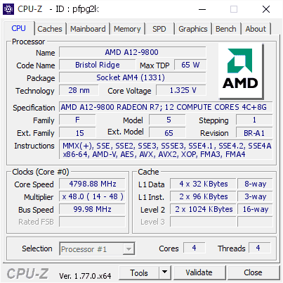 A12 9800 Overclock CPU z
