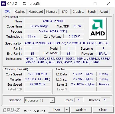 A12 9800 Overclock CPU z