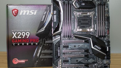 Placa base MSI x299 gaming pro carbon placa junto a caja