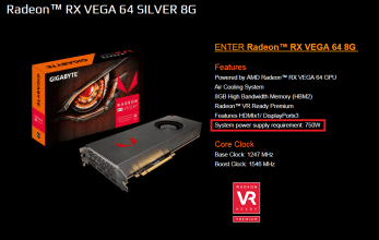 gigabyte amd rx vega 64 limited edition 750w
