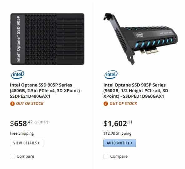 Intel Optane 905P Newegg
