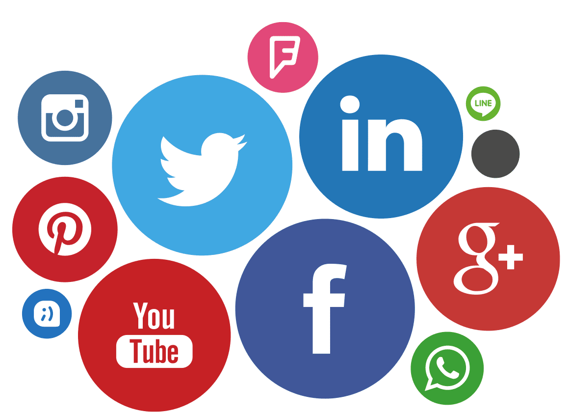 Logotipos de redes sociales, que según un estudio reciente, no son nocivas para los jóvenes.