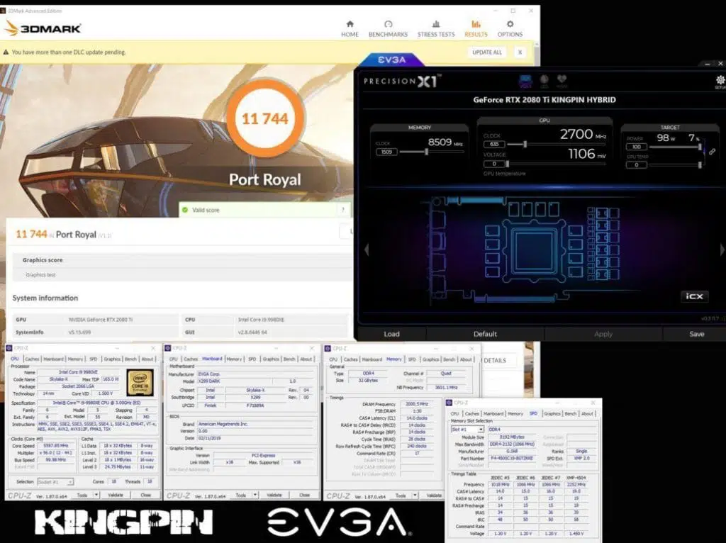 EVGA GeForce RTX 2080 Ti KINGPIN Hybrid ln2