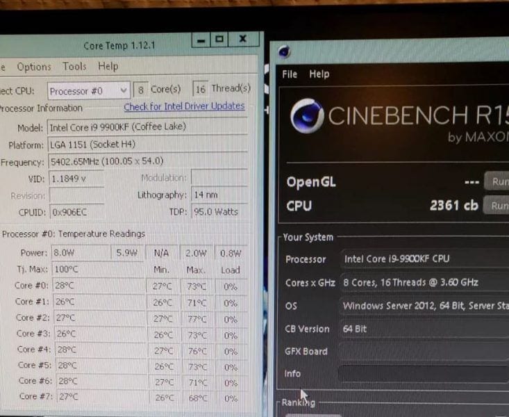 Intel Core i9 9900KF Benchmark cinebench