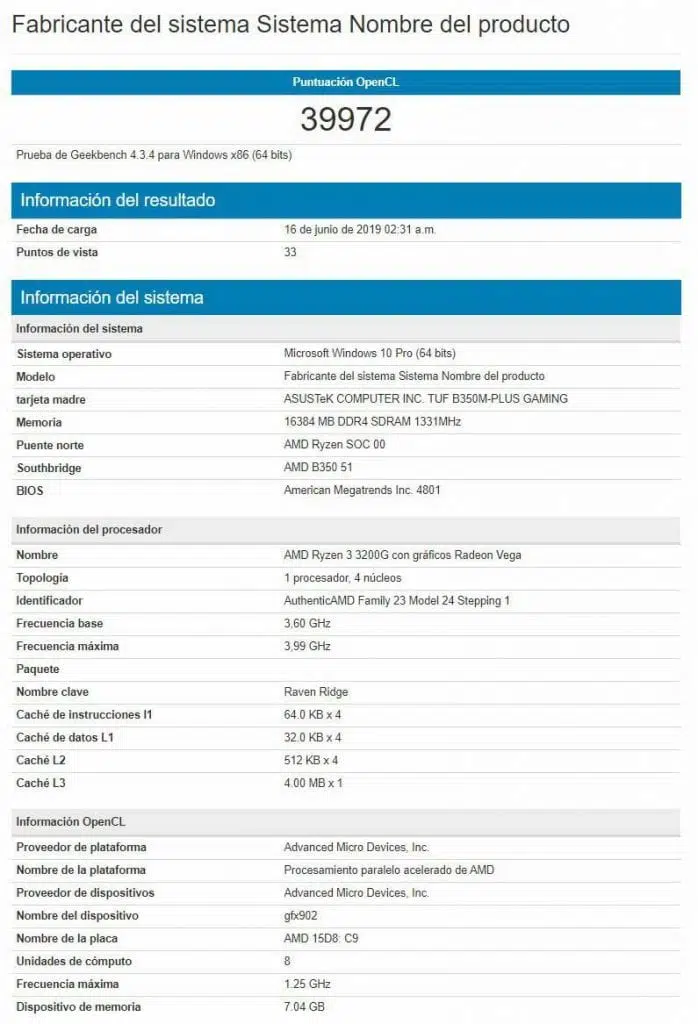amd ryzen 3 3200g geekbench