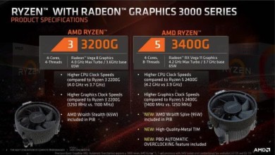 amd ryzen 3 3200g ryzen 5 3400g specs