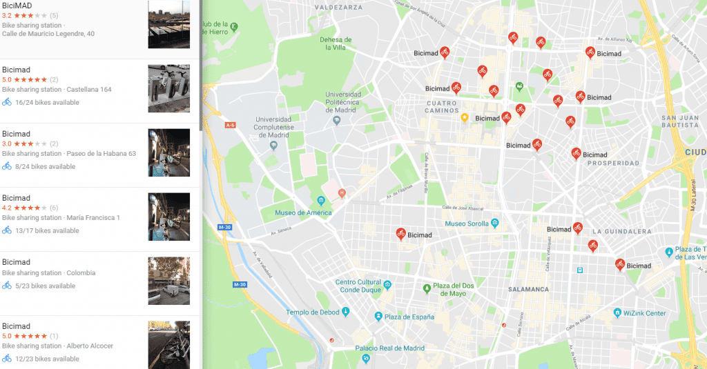 BiciMAD en Google Maps