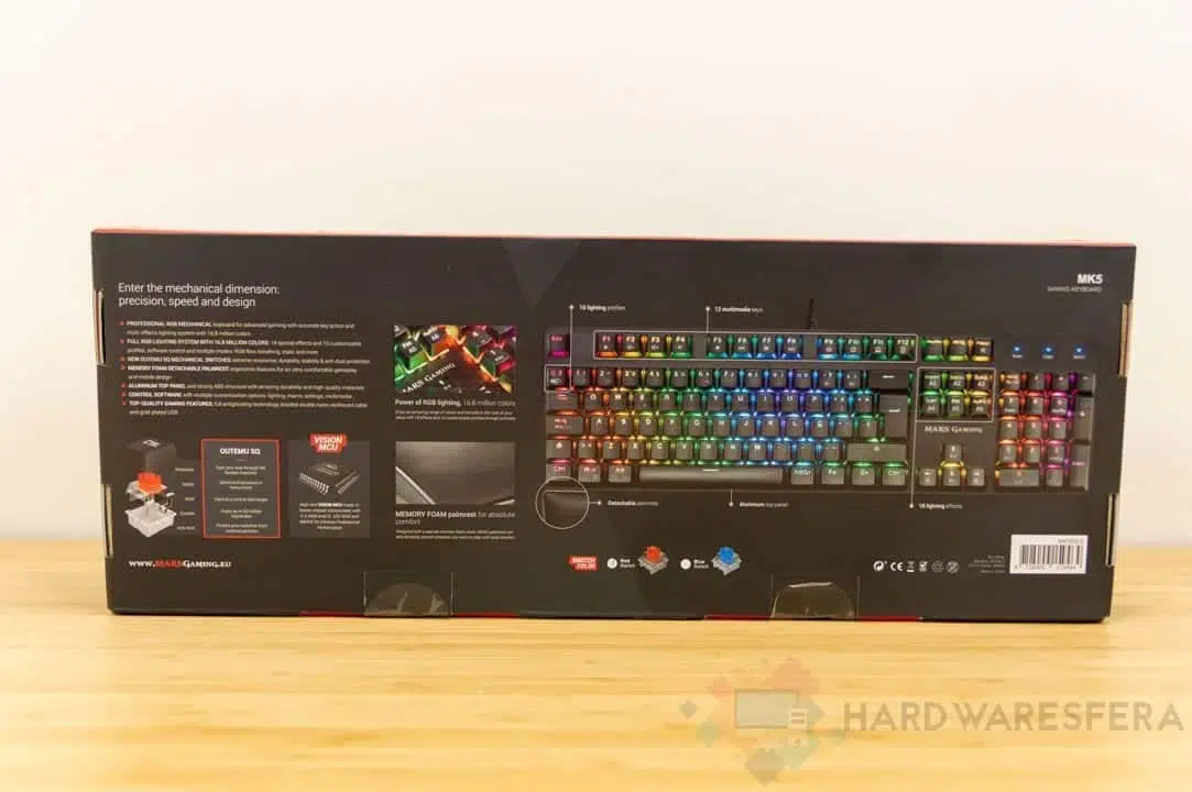Teclado mecanico Mars Gaming MK5 trasera