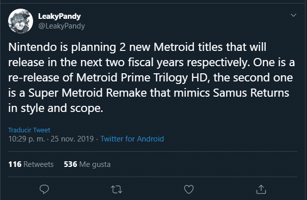 Nintendo Switch Metroid rumor
