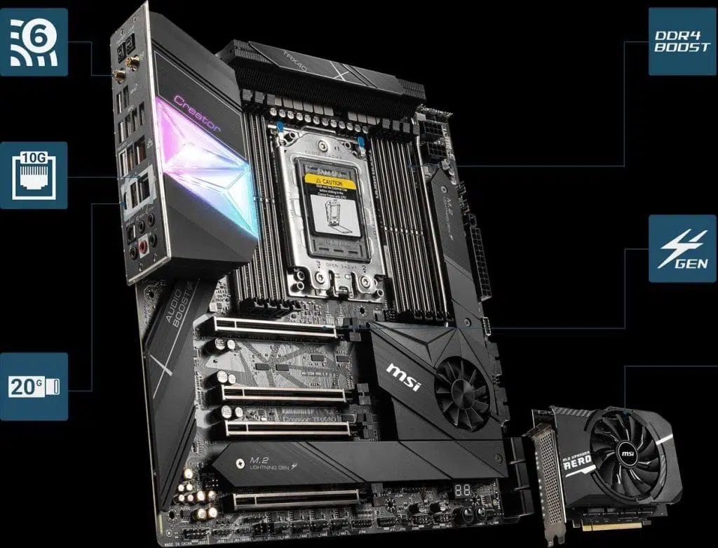 Por un descuido MSI confirma en un vídeo promocional de una de sus placas base, el procesador AMD Ryzen Threadripper 3990X de 64 núcleos.