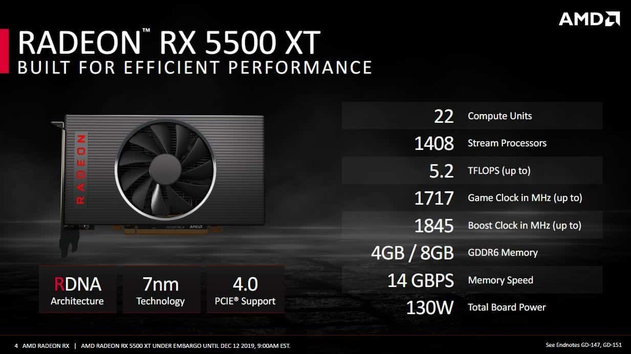amd rx 5500 xt specs