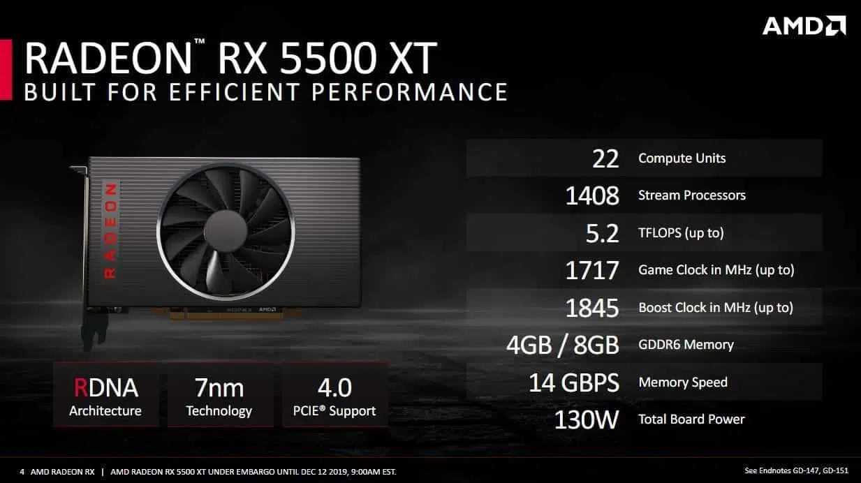 amd rx 5500 xt specs