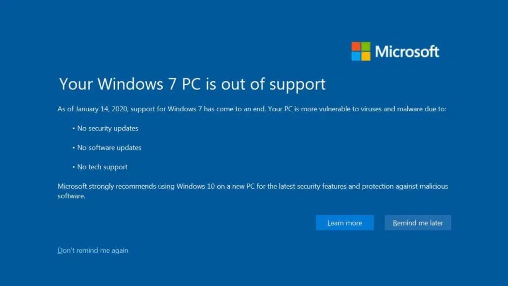 Windows 7 alerta pantalla completa