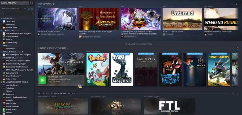 Nueva biblioteca de Steam