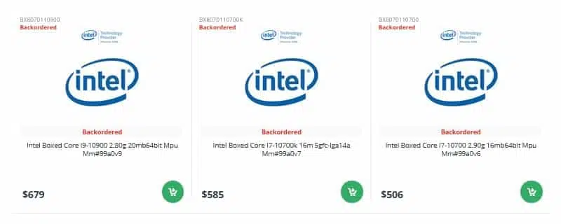 Intel core i9-10900, core i7-10700k, core i7-10700