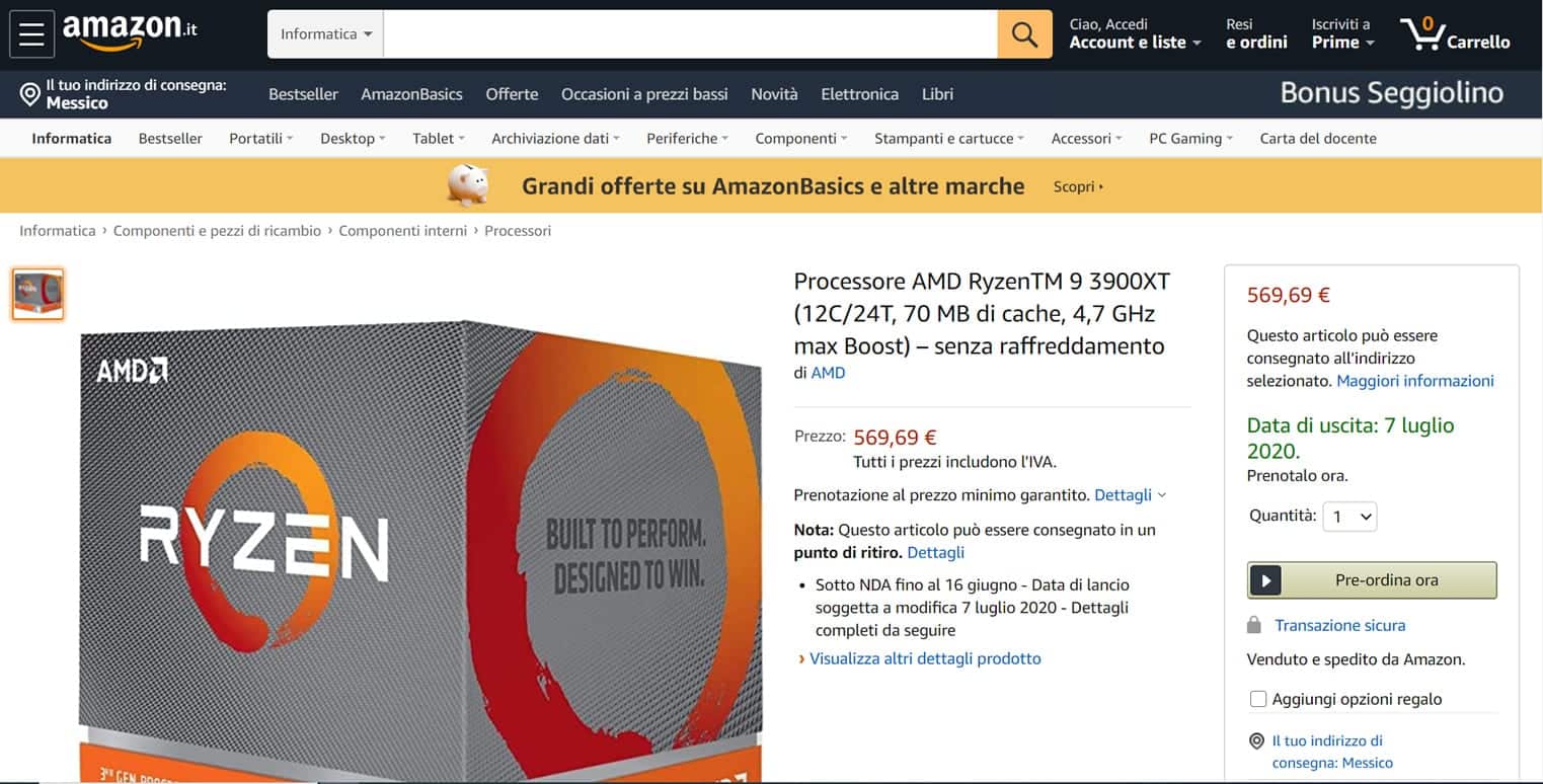 AMD-Ryzen-9-3900XT-precio-amazon-italia-fecha-lanzamiento