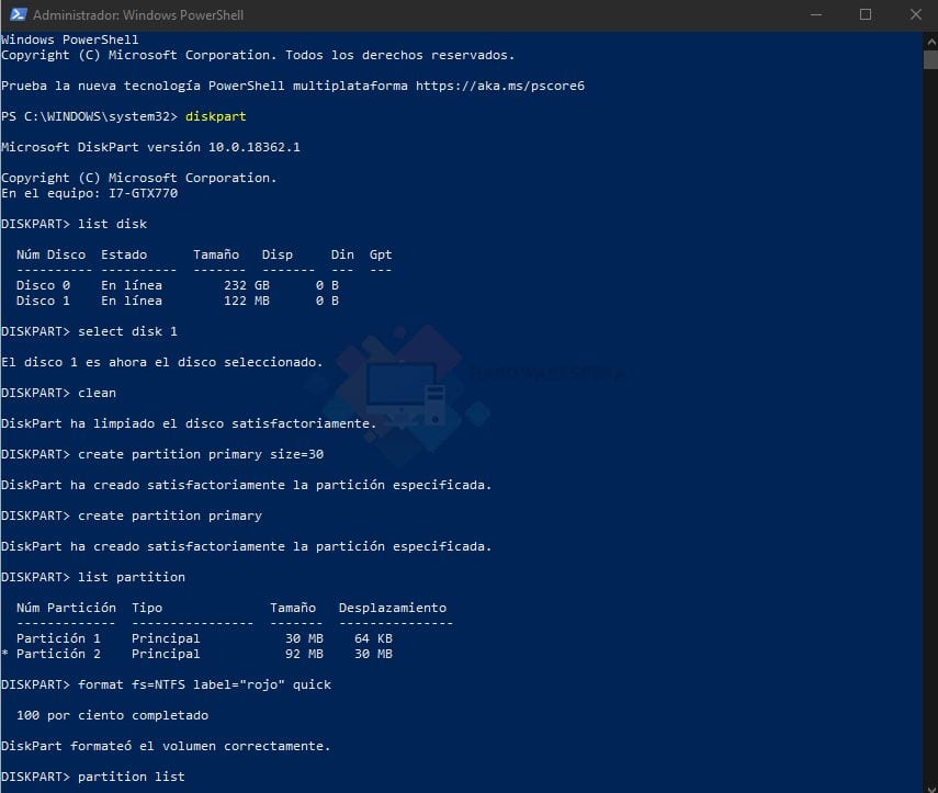 diskpart powershell formatear