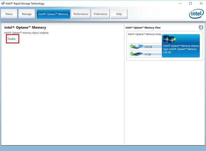 windows 10 intel rapid storage Intel Optane Memory Pinning