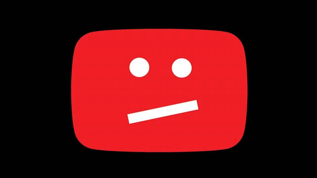 Logo de youtube modificado para tener una cara triste.