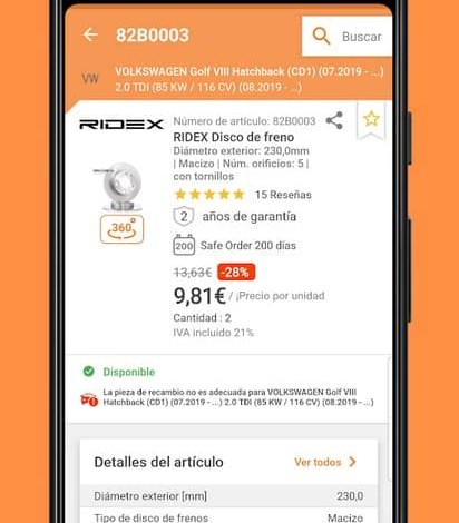 autodoc reparar coche app comprar piezas