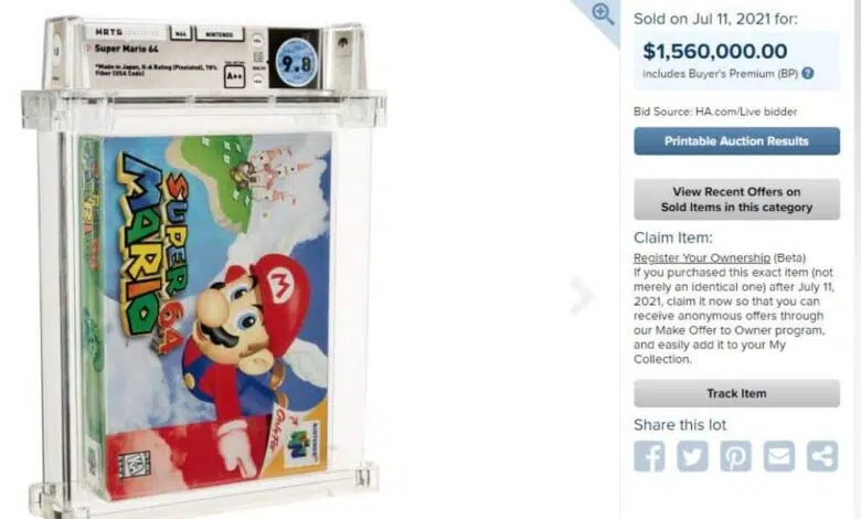 super mario 64 heritage auctions wata precintado nintendo subastas coleccionismo