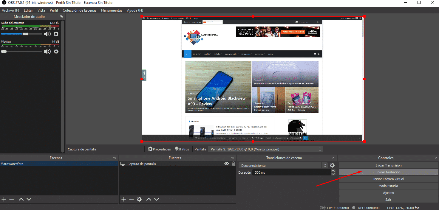 grabar pantalla windows 10 gratis obs programa