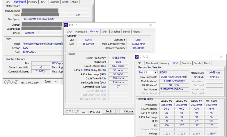 XPG Overclocking Lab ddr5 cpu-z