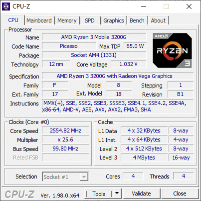 Captura de CPU-Z