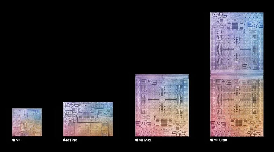 Diferentes modelos de SoC M1 de Apple