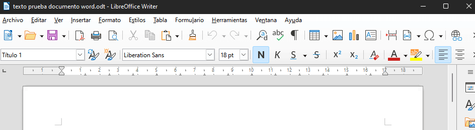 Captura de pantalla de LibreOffice Write