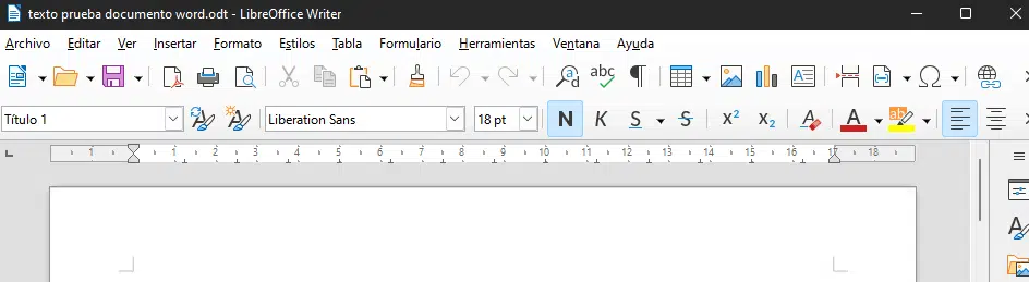 Captura de pantalla de LibreOffice Write