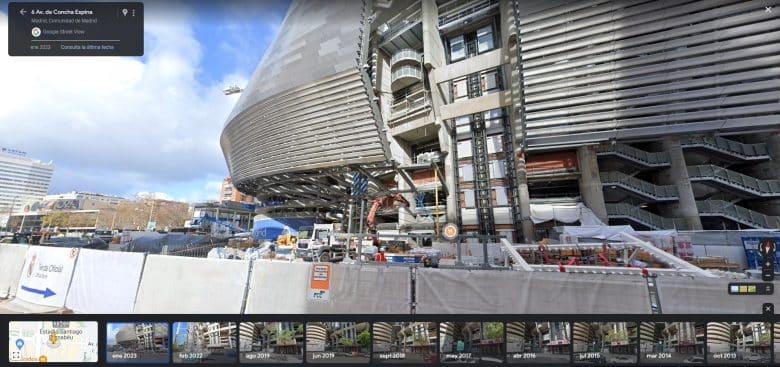 Muestra de la línea tempoeral de Google Maps