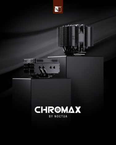 Imagen promocional del disipador NH-D9L y el disipador NH-L9x65 sde Noctua en color chromax.black