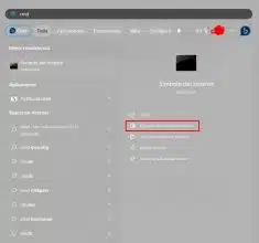 Símbolo del sistema de Windows en Menú Inicio