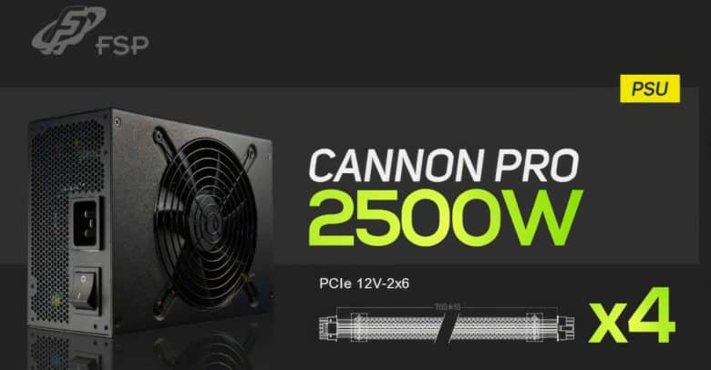 Imagen comercial de la fuente de alimentación Cannon Pro 2500W de FSP