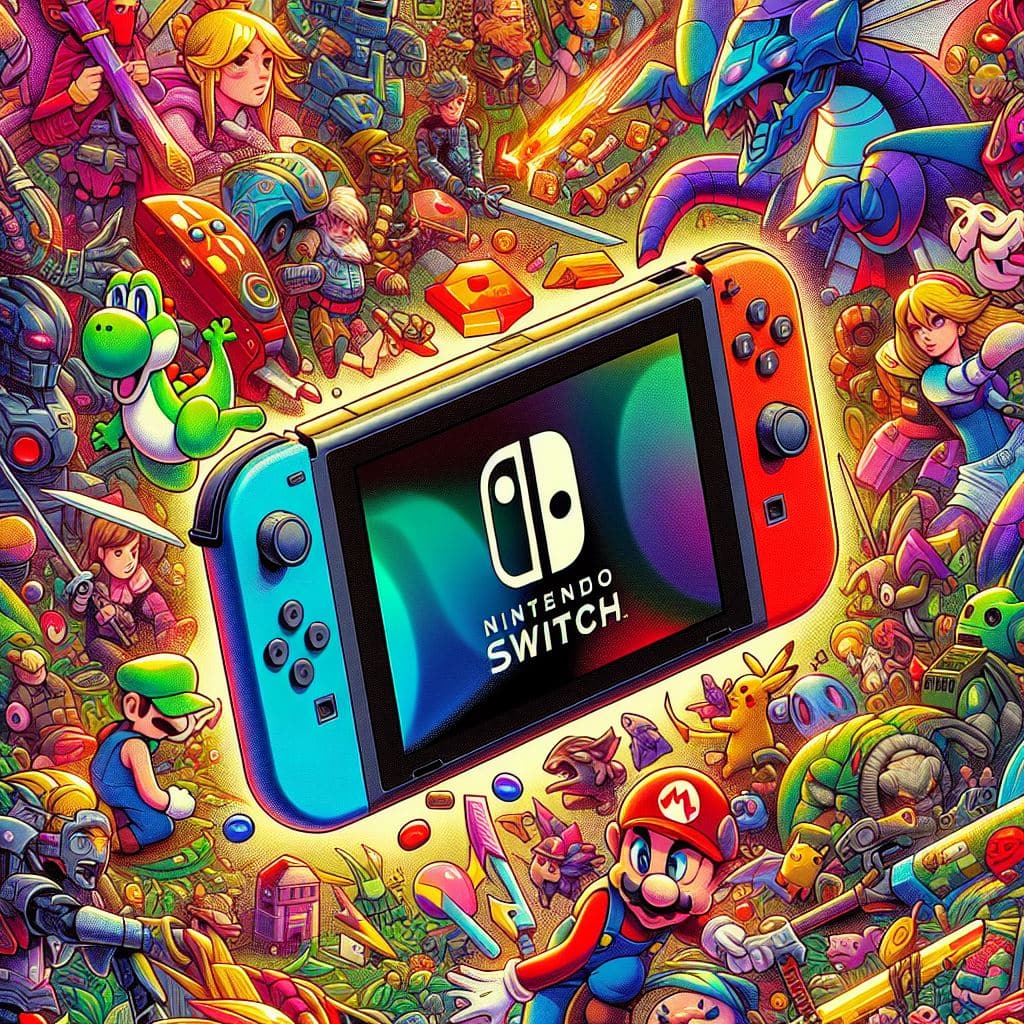 colage de personajes de juegos de nintendo switch